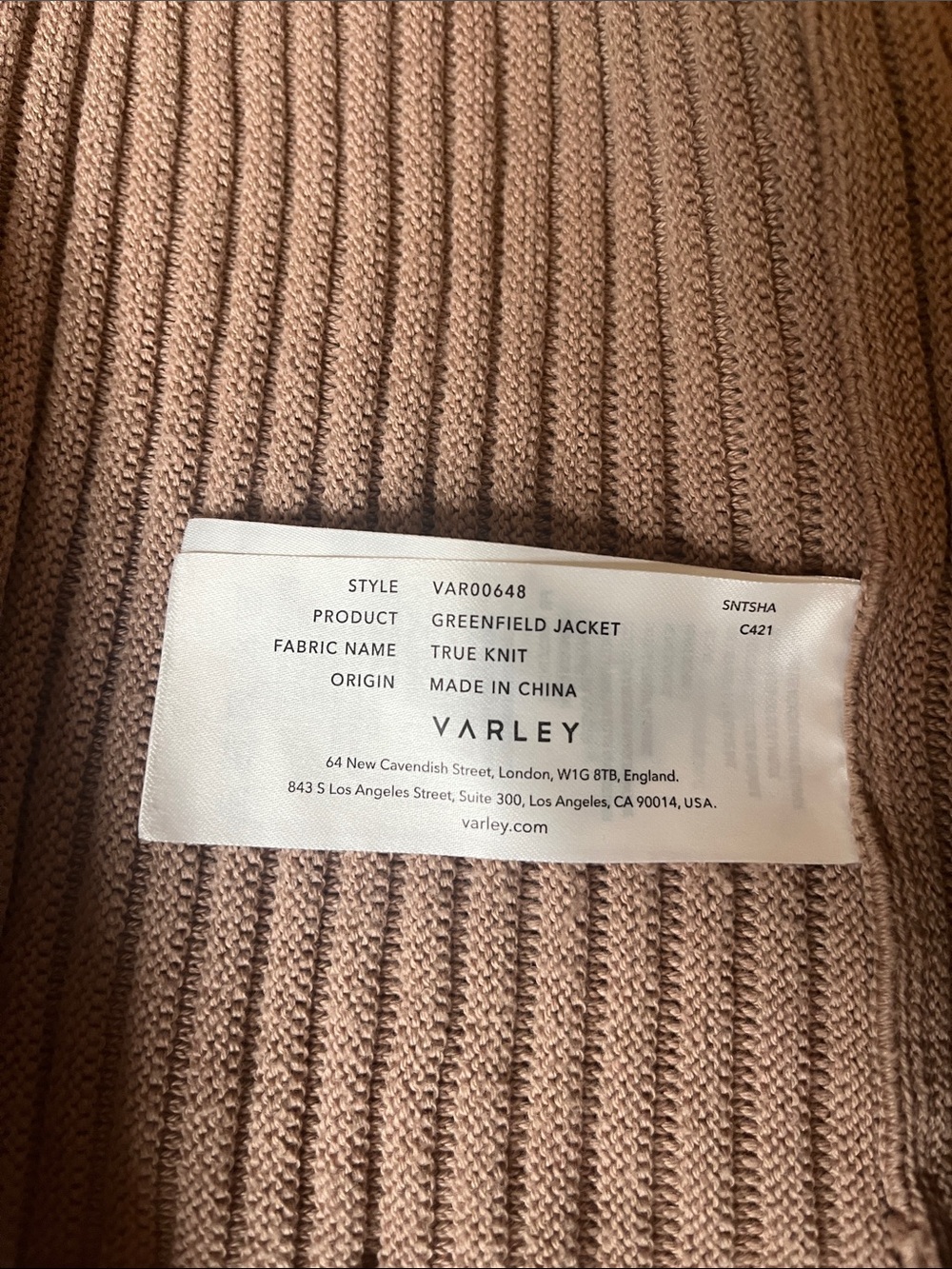 Varley Beige Ribbed Satin-Trim Open Front Jacket - Picture 5 of 6
